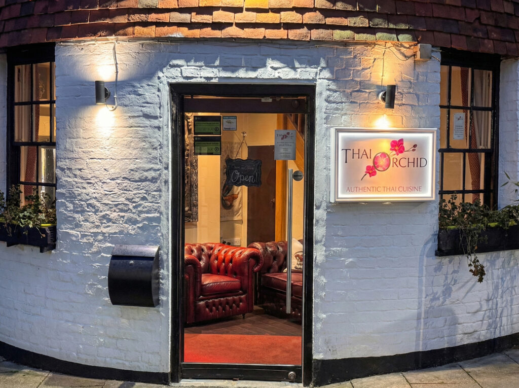 Thai Orchid Battle restaurant entrance on Battle High Street