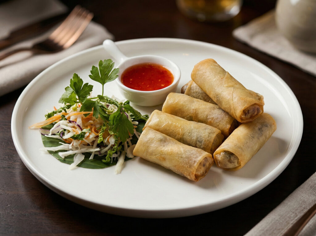 Thai spring rolls with sweet chilli sauce