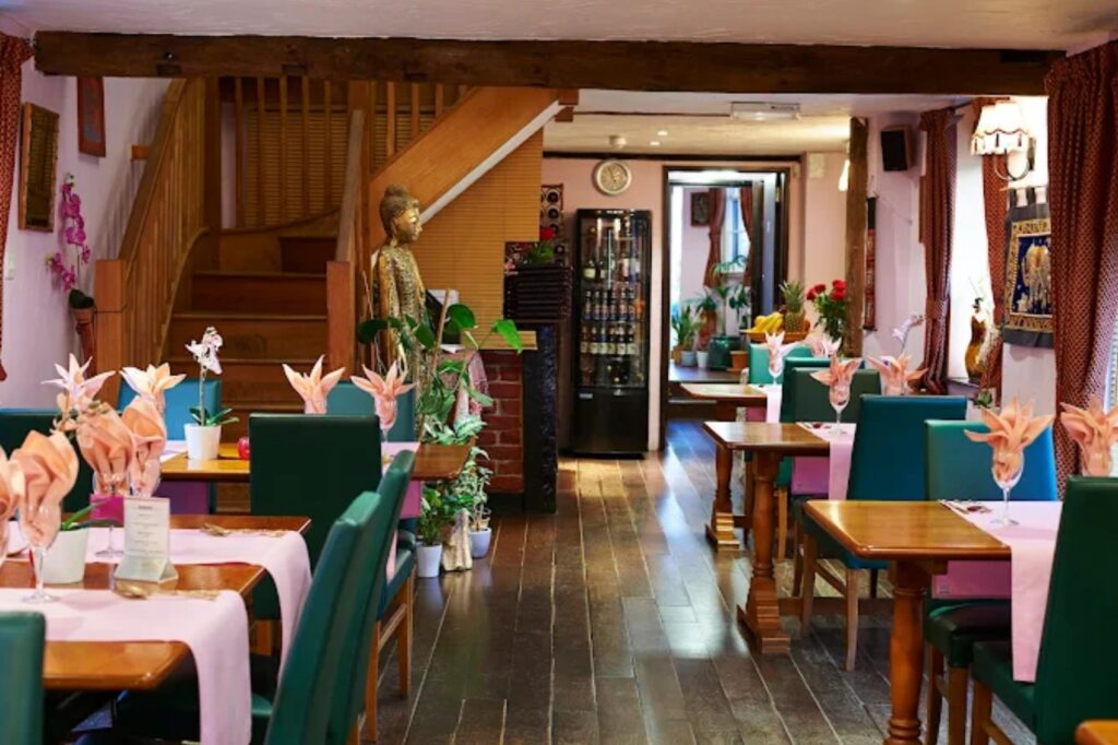Ground-floor dining room and bar at Thai Orchid Battle