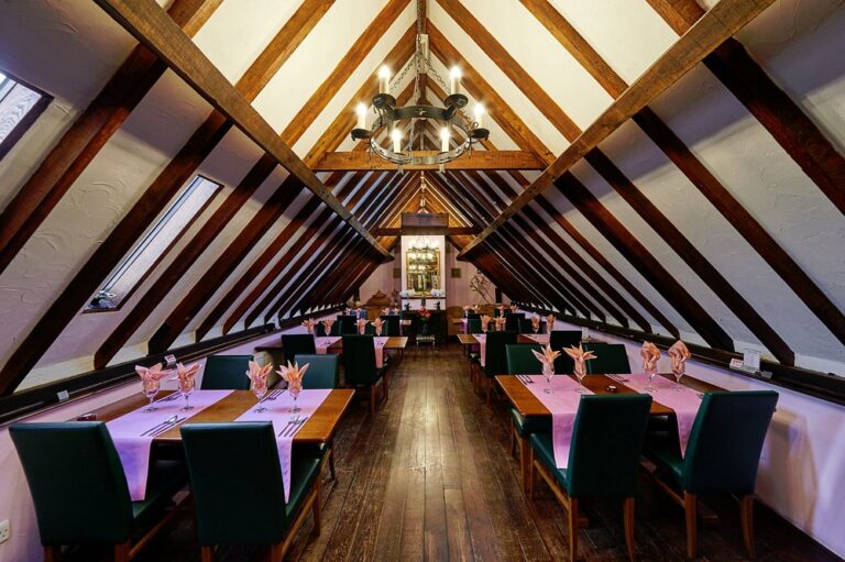 Beamed first-floor dining room at Thai Orchid Battle